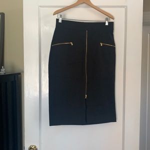 Banana Republic Sloan skirt with brass gold zips
